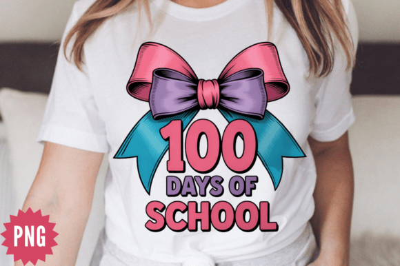 100 Days of School PNG, Crochet Bow PNG: Elevating School Milestone Design
