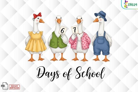 67 Days of School Cute Goose Family PNG: A Digital Asset Review