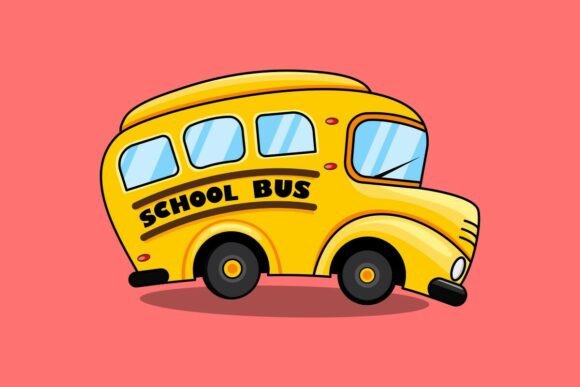 Cartoon School Bus Illustration for Creative Projects