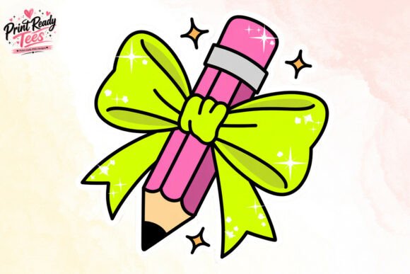 Coquette Pencil Bow PNG, Teacher PNG