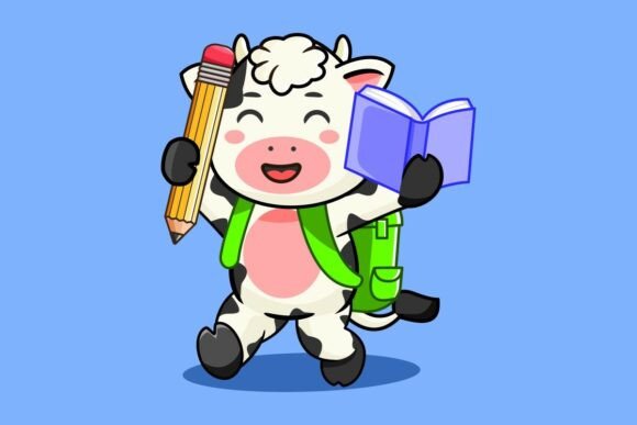Cow Backpack Holding Book and Pencil