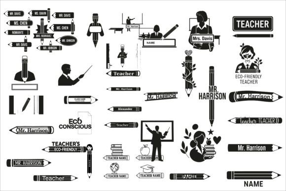 Creative Teacher Pencil Name Sign Design for Classrooms