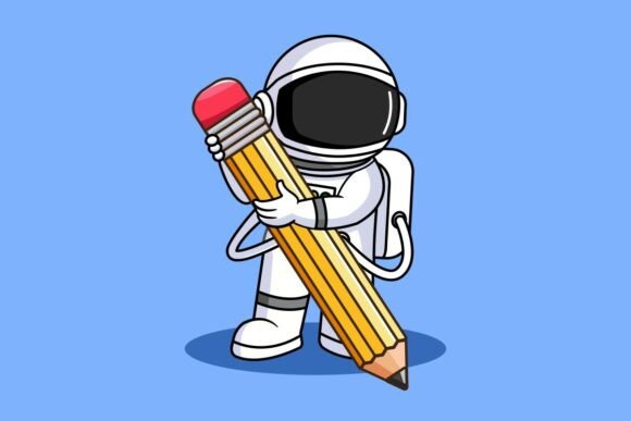 Cute Astronaut Drawing with a Pencil
