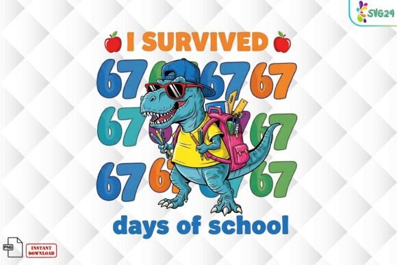 Evaluating the I Survived 67 Days of School Dino PNG for Classroom Milestone Projects