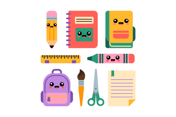 Kawaii School Supplies Clipart,PNG: A Practical Evaluation for Creative Professionals