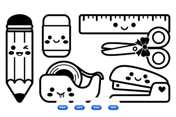 Kawaii School Supplies Clipart: The Ultimate Solution for Engaging Back-to-School Designs