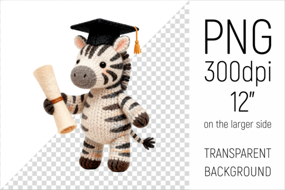Knitted Graduation Zebra Clipart: A Cozy Addition to Your Creative Projects
