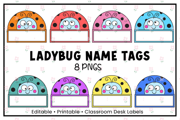 Ladybug Name Tags Classroom Decor PNGs
