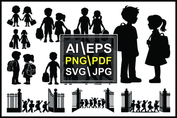 Unleash Creativity with Silhouette Children Backpacks: The Ultimate School Gate Vector Collection
