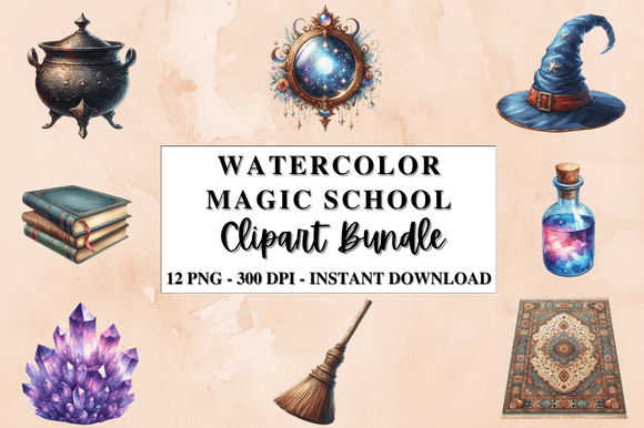 Unleashing Creativity with the Watercolor Magic School Clipart Bundle